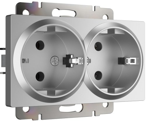 Розетка с заземлением без рамки Werkel 1-м. 2-мод. серебряный глянцевый фото Розетка с заземлением без рамки Werkel 1-м. 2-мод. серебряный глянцевый картинка